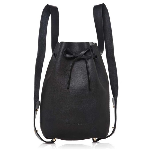 Fait La Force Handbags - Fait La Force Black Distressed Leather Haitian Bucket Backpack